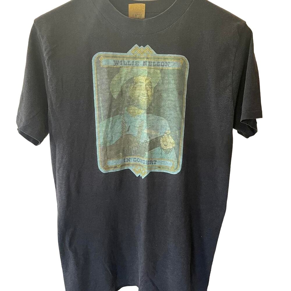 Vintage 70s Rare Willie Nelson In Concert Single Stitch Shirt Adult Large